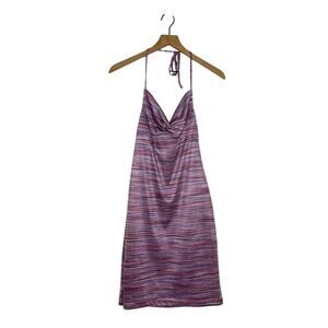 Express Y2K Trapeze Dress Size Small Pink Purple Space Dye Halter Nightout Party